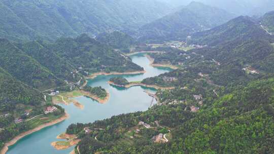 水库湖泊农田水利湖北恩施车坝河水库航拍