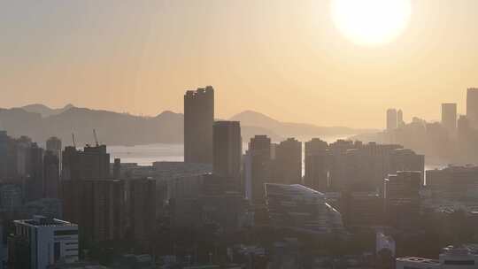 香港油麻地清晨航拍