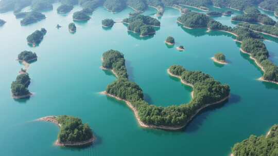 航拍杭州千岛湖景区