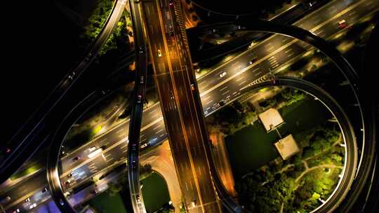 城市立交桥车辆车流夜景