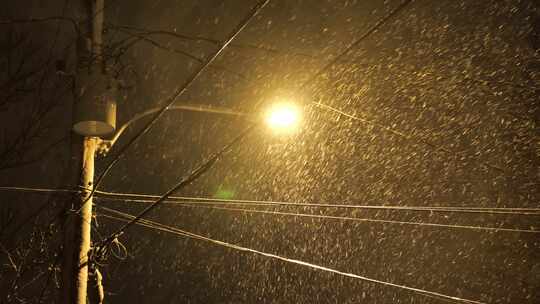 冬天夜里的雪景视频素材模板下载