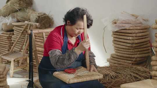 传统手工艺，草席编制，竹子编制，