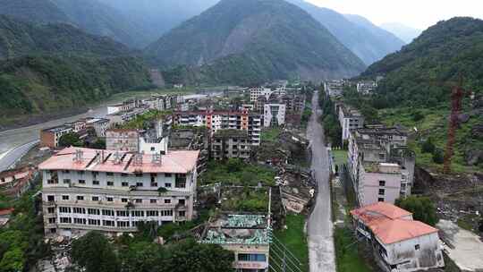 四川汶川大地震 北川老县城地震遗址航拍