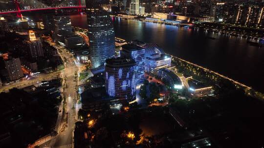 杨浦滨江国际广场夜景航拍