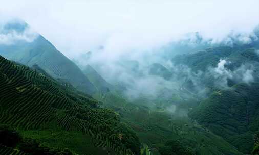 南方茶园满山茶树采茶 (3)