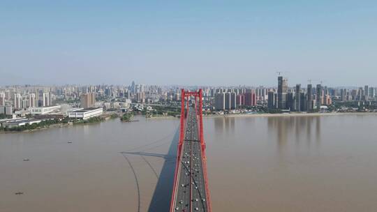 湖北武汉长江鹦鹉洲大桥航拍