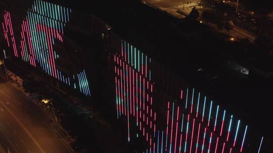 城市夜景地铁墙面霓虹灯光繁华效果展示