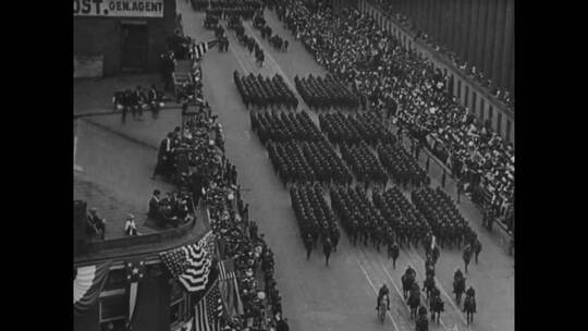 约翰·潘兴将军于1919年第一次世界大战胜利归来视频素材模板下载