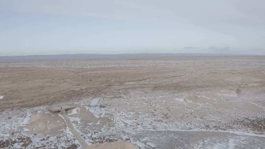 玉门关冬季雪景航拍