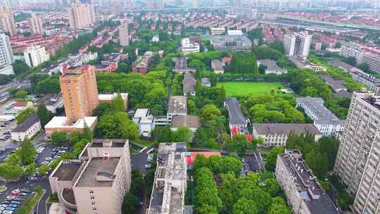 上海市华东理工大学徐汇校区航拍校园风景风