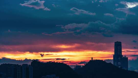 柳州城市夕阳余晖延时摄影