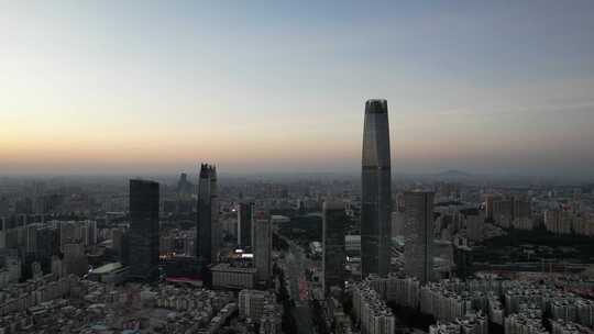 广东东莞日落晚霞城市夜景航拍