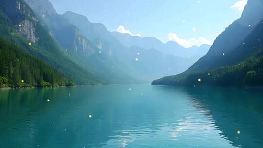 纯净山水唯美风景4k粒子背景视频