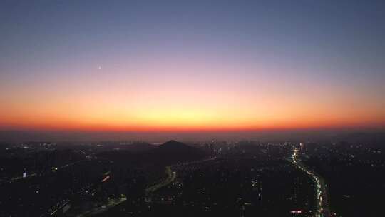 杭州滨江区城市夜景航拍