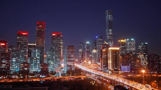 北京CBD繁华城市夜景
