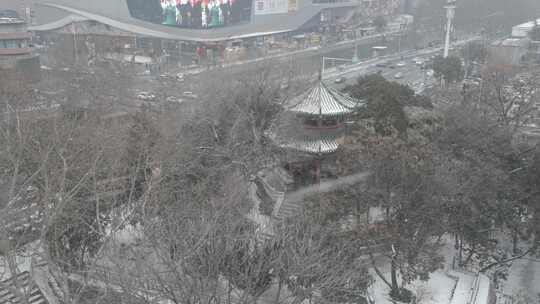 河南南阳冬季雪景航拍