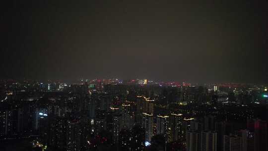 四川成都城市夜景大景航拍