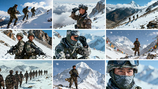 边防战士高原巡逻执勤 雪山哨兵守护边疆