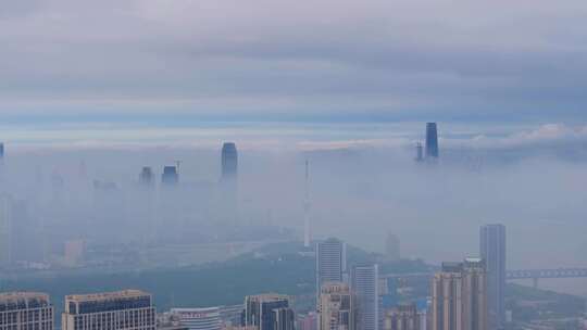 中国武汉两江四岸城市地标风光