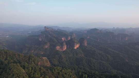 广东韶关丹霞山5A景区日出日落晚霞航拍