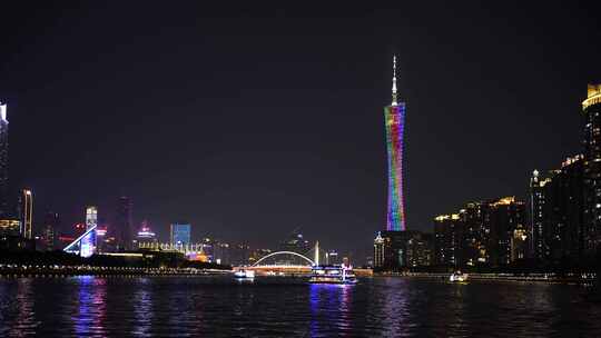 广州珠江新城夜景广州塔夜晚小蛮腰城市风光