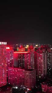 竖版航拍泸州夜景中国酒城大剧院夜景