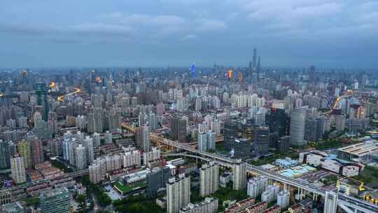 上海_鲁班路立交桥_城市建筑群_夜景航拍006