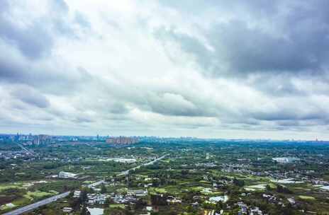 天空农村成都平原城市交界云层延时摄影