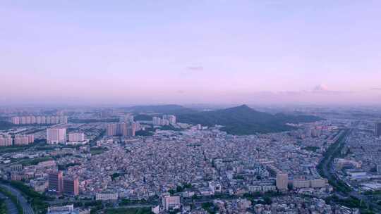 广州番禺城市建筑景观与夕阳晚霞云彩航拍