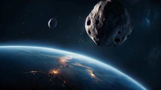 4K-陨石撞向地球的特写慢动作