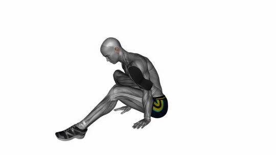 坐着大腿拉伸臀大肌健身锻炼运动3D演示动画
