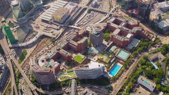 香港理工大学4K航拍视频特写大景