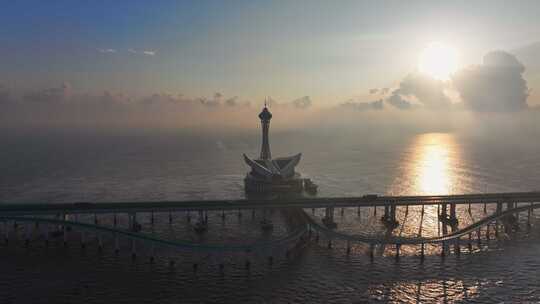 航拍杭州湾跨海大桥海天一洲