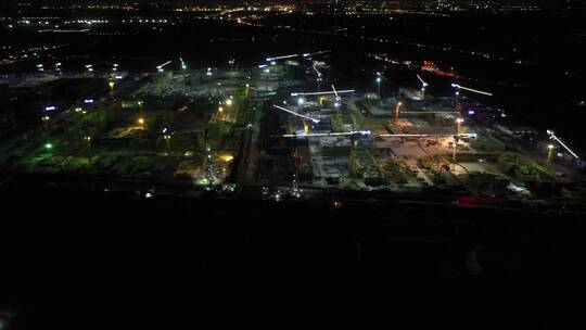 灯火通明的建筑工地 加班夜景4K 城市建设