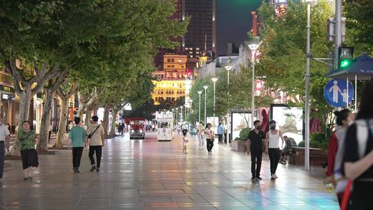 上海浦西南京东路夜景视频素材模板下载