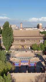 竖屏航拍甘肃张掖大佛寺历史文化古建筑高清在线视频素材下载