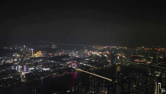 珠海航拍城市夜晚珠海夜景晚上城市建筑风光