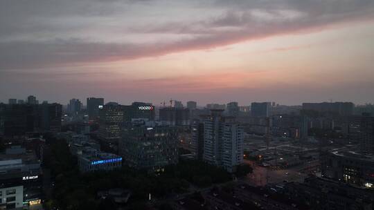 漕河泾经济开发区傍晚航拍视频素材模板下载