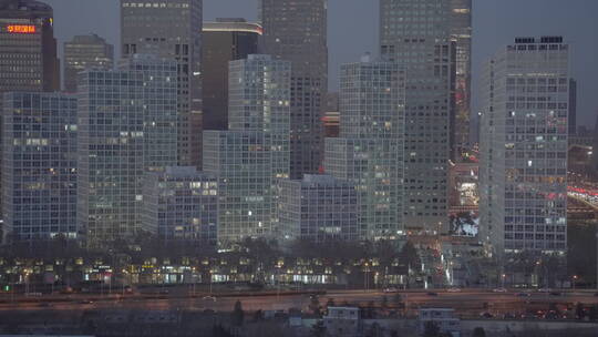 北京国贸夜景车流 都市夜景