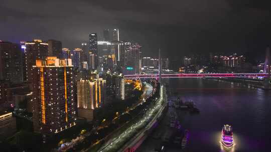 无人机航拍大气4K重庆巴中夜景