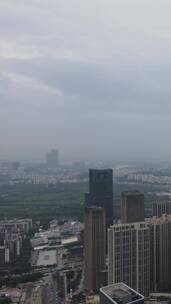 航拍灰霾天气的广州海珠