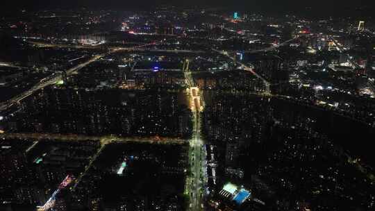 珠海航拍城市夜晚珠海夜景晚上城市建筑风光