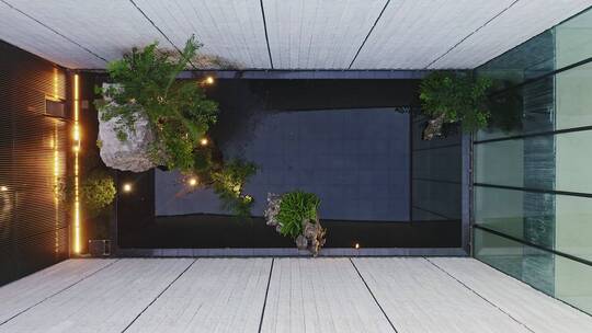 航拍俯视徐渭艺术馆屋顶特写视频素材模板下载