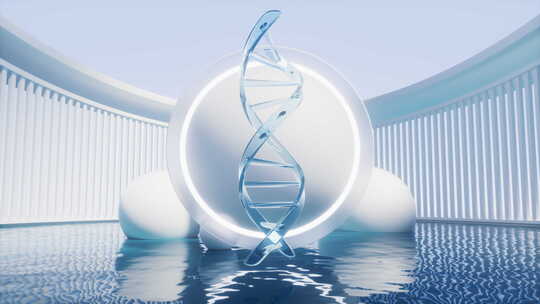 透明DNA与水面3D渲染视频素材模板下载