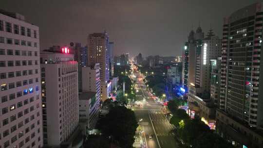 广西南宁航拍夜景民族大道