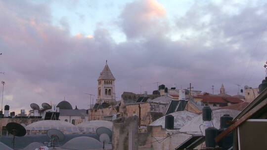 耶路撒冷老城天际线景观延时