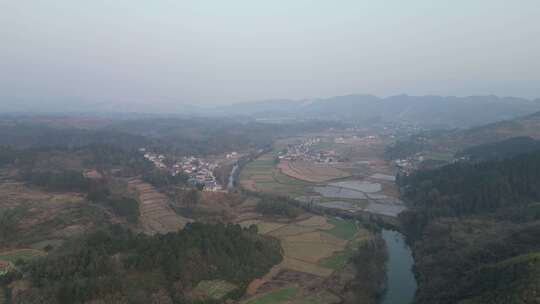 航拍乡村田野自然风光