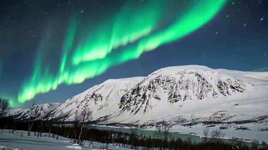 雪山极光自然风光素材