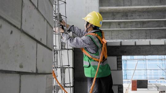 建筑工地砌砖砌墙施工工艺视频素材模板下载