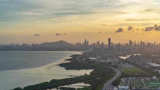 8K深圳南山深圳湾日转夜延时